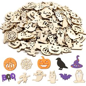 300 Pieces Christmas Unfinished Mini Wooden Ornaments Christmas DIY Mini Wood Blank Cutouts Christmas Tree Painting DIY Craft for Xmas Decorations Party Decor Gift