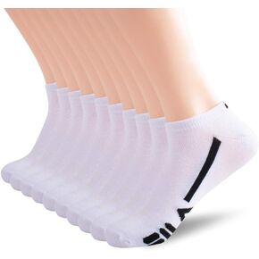 Fila Men's Racing Striped No Show Socks, Black (10 Pack), One Size