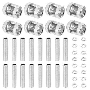 PATIKIL M10 Fine Thread Lamp Pipe Repair Kits, 40 Pcs M10×30 Metal Hexagon Open Coupling Nut with Threaded Pipe and Hex Nut for Lights Extension Rod