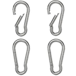 2 PCS 304 Stainless Steel Carabiner Clip Spring Snap Hook M8 3.14inch Hook Heavy Duty Carabiner Clips for Keychain Outdoor, Climbing, Camping, Hiking, Traveling