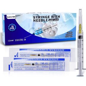 Syringes with Needle - 1ml Luer Lock Syringe - 10PCS 25g 1 Inch Needle and Syringe for Scientific Lab Measuring