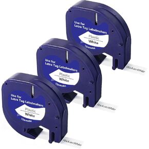 TITBI Compatible with DYMO LetraTag Refills White Paper 1/2" x 13ft 91330 10697,12mm Black on White Paper Label Tape,for DYMO LetraTag Plus LT-100H LT-100T LT-110T LetraTag 200B,5-Pack