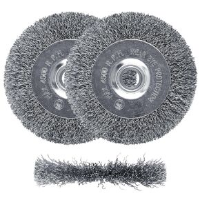 Wire Brush for Grinder - 6 Inch Fine Crimped Wire Wheel for Bench Grinder with 1/2" and 5/8" Arbor(0.0085Inch Wire Size), Efficiently Polish Nuts, Bolts and Assorted Car Parts.