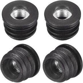 uxcell 10Pcs Plastic Threaded Tube Inserts with M10 Thread, for 30mm/1.18" OD Round Tube, Adjustable Round Black Plastic Plug Caster Insert Chair End Caps Furniture Leg Plug