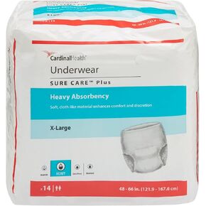 Cardinal Health Sure Care Plus Incontinence Underwear for Men and Women - Disposable Adult Diaper with Tear Away Seams - Heavy Absorbency, Large, 72 Count