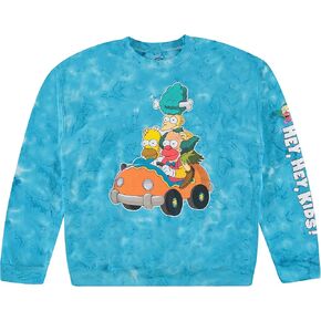 The Simpsons Men's Crewneck Sweatshirt Homer, Bart, Lisa, Krusty the Clown Embroidered Crewneck Sweatshirt