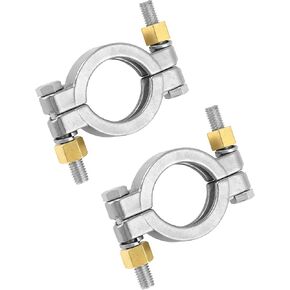 QWORK Sanitary Clamp, 2 Pcs 1.5" High Pressure Bolted Tri Clamp Clover, Stainless Steel 304