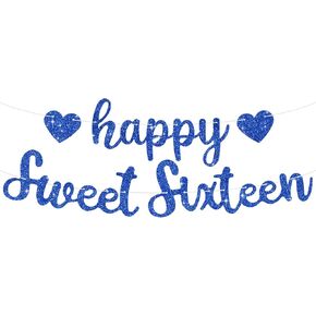 لافتة عيد ميلاد BEISHIDA باللون الذهبي الوردي اللامع Happy Sweet 16، زينة عيد ميلاد سعيد 16 للفتيات، لافتة عيد ميلاد سعيد 16 للنساء والفتيات