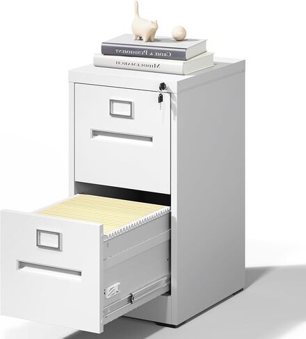 2 Drawer File Cabinet,Metal Filing Cabinets with Lock,Black Vertical File Cabinet for Home Office,Heavy Duty Metal Storage Cabinet for A4/Letter/Legal Size File,Assembly Required in Saudi Arabia