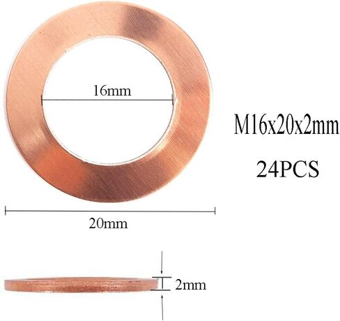 24Pack 22x27x1.5mm Copper Crush Washer Flat Ring Seal Gasket Fastener Fitting M22 in Kuwait