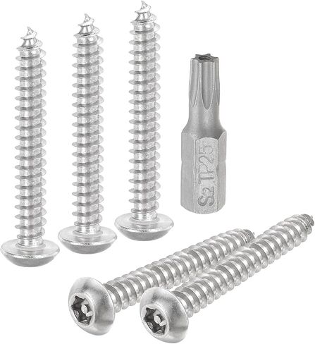 uxcell M4 x 20mm Button Head Torx Security Sheet Metal Screws, 10pcs 304 Stainless Steel Tamper Resistant Self Tapping Screws, Anti-Theft Wood Screws with T20 Bit (Silver) in Saudi Arabia