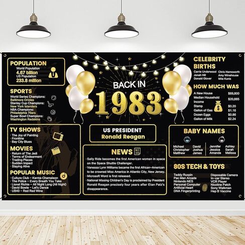1983 41st Birthday Decorations For Men Women, Black Gold Vintage Back in 1983 41st Birthday Backdrop Banner, 41 Years Old Birthday Poster Photo Background, 41st Anniversary Party Supplies in Kuwait