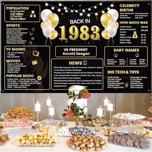 1983 41st Birthday Decorations For Men Women, Black Gold Vintage Back in 1983 41st Birthday Backdrop Banner, 41 Years Old Birthday Poster Photo Background, 41st Anniversary Party Supplies in Kuwait