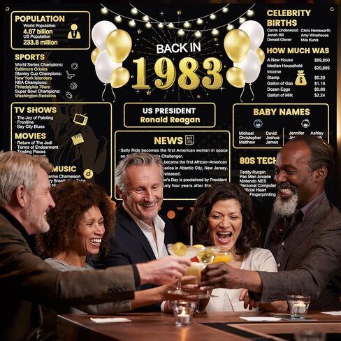 1983 41st Birthday Decorations For Men Women, Black Gold Vintage Back in 1983 41st Birthday Backdrop Banner, 41 Years Old Birthday Poster Photo Background, 41st Anniversary Party Supplies in Kuwait