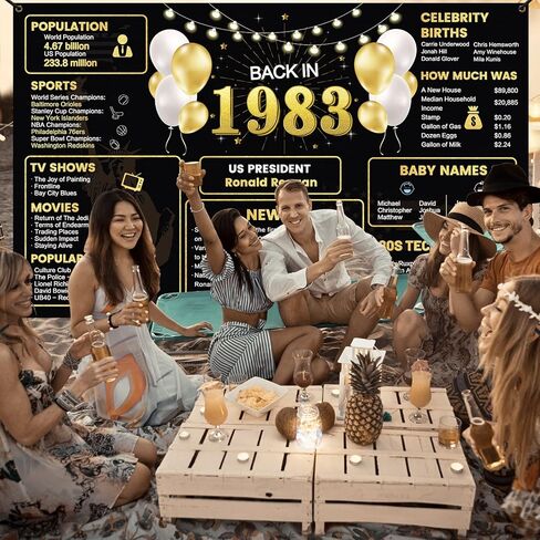 1983 41st Birthday Decorations For Men Women, Black Gold Vintage Back in 1983 41st Birthday Backdrop Banner, 41 Years Old Birthday Poster Photo Background, 41st Anniversary Party Supplies in Kuwait