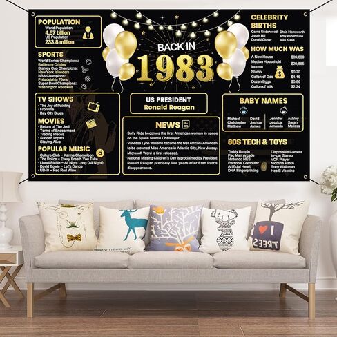 1983 41st Birthday Decorations For Men Women, Black Gold Vintage Back in 1983 41st Birthday Backdrop Banner, 41 Years Old Birthday Poster Photo Background, 41st Anniversary Party Supplies in Kuwait