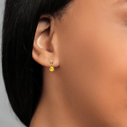 Gem Stone King 14k Yellow Gold Red Garnet Dangle Stud Earrings For Women (0.74 Cttw, Gemstone January Birthstone, Round 4MM) in Saudi Arabia