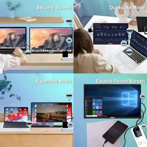 شاشة محمولة مقاس 15.6 بوصة، توصيل موسع للشاشة 1080 بكسل وتشغيل شاشات IPS FHD لأجهزة الكمبيوتر المحمول الثانية، شاشة HDR USB-C HDMI لألعاب السفر للكمبيوتر الشخصي Mac Phone PS4/5 Switch Xbox، مع غطاء ذكي مكبرات صوت مزدوجة in Kuwait