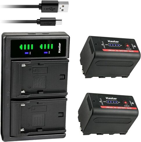 Kastar 2-Pack Battery NP-F780Exp and LTD2 USB Charger Compatible with Kinefinity KineKIT Edge Camera Cage, Desview R5, 5.5 inch Touchscreen On-Camera Field Monitor, HDR/3D-Luts/Dual-use Battery System in Kuwait