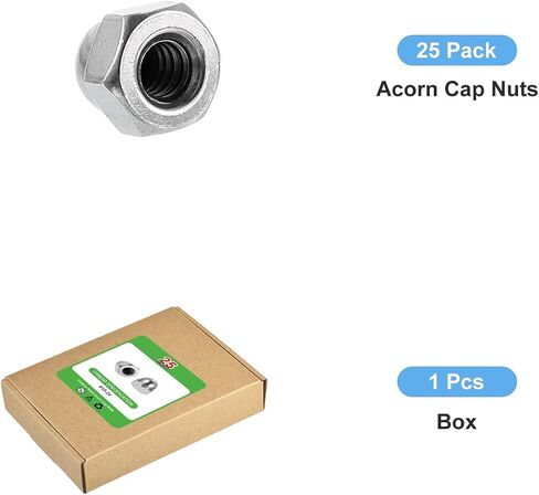uxcell #10-24 Acorn Cap Nuts, 10Pcs Carbon Steel Dome Cap Head Acorn Nut Hardware Nuts for Bolt Cover Nickel Plating, Silvery in Saudi Arabia