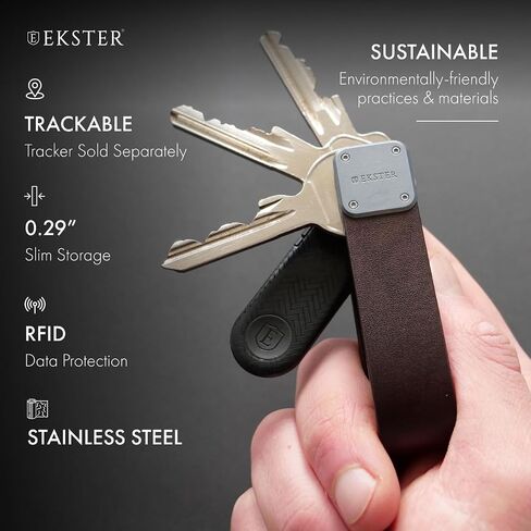 Ekster Key Case | Smart Key Organizer Keychain | Compact Key Holder with Key Finder and Loop for Car Keys | Key Holder for Keychain | Men's Keyrings & Keychains Holder (Black on Black) in Saudi Arabia