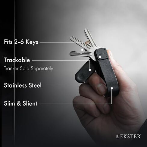 Ekster Key Case | Smart Key Organizer Keychain | Compact Key Holder with Key Finder and Loop for Car Keys | Key Holder for Keychain | Men's Keyrings & Keychains Holder (Black on Black) in Saudi Arabia