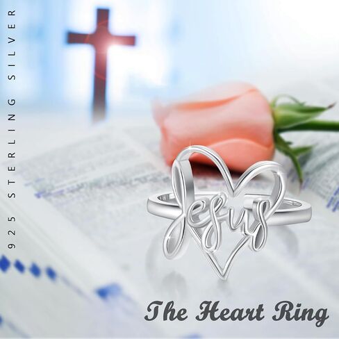 خاتم يسوع، حلقات يسوع والتاج، S925 الفضة الاسترليني قابل للتعديل الإيمان ملك الملوك يسوع الملهم المسيحي خاتم الفرقة المسيحية المؤمنة للنساء الفتيات in Kuwait