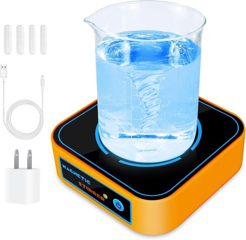 Magnetic Stirrer, Mini Magnetic Stir Plate with 4 Pcs Stir Bars, 3000RPM Magnetic Stirrer Mixer Lab Stirrers, Max Capacity 2000ml, Brushless DC Motor and Adjustable Speed-Yellow in Saudi Arabia