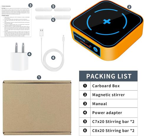 Magnetic Stirrer, Mini Magnetic Stir Plate with 4 Pcs Stir Bars, 3000RPM Magnetic Stirrer Mixer Lab Stirrers, Max Capacity 2000ml, Brushless DC Motor and Adjustable Speed-Yellow in Saudi Arabia
