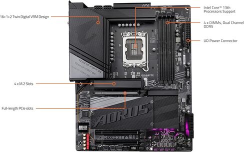 اللوحة الأم GIGABYTE Z790 AORUS PRO X WIFI7 LGA 1700 Intel Z790 X ATX مع DDR5، 5* M.2، PCIe 5.0، USB 3.2 Type-C، Wi-Fi 7، 5GbE LAN، Q-Flash Plus، EZ-Latch Plus in Kuwait