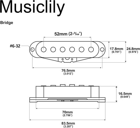 Musiclily Pro ST-60SE Staggered Alnico 5 Single Coil Bridge Pickup for Strat Style Electric Guitar, Black in Saudi Arabia