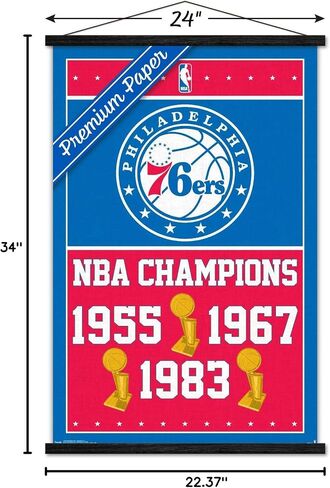 Trends International NBA Philadelphia 76ers - Champions 15 Wall Poster, 22.375" x 34", Premium Print and Black Hanger Bundle in Saudi Arabia