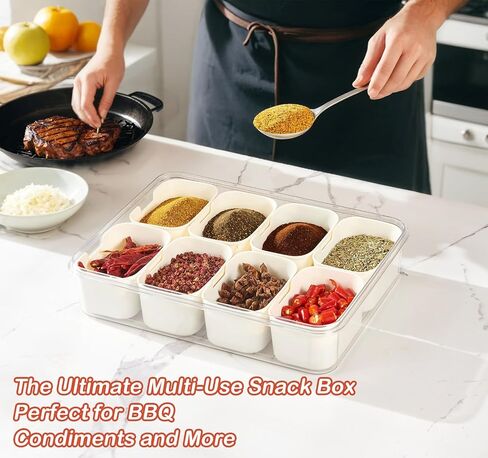 Portable Snackle Box Container - Divided Serving Tray with Lid and Handle, Clear Snack Box Organizer for Fruits, Candy, Charcuterie, Snacks - Ideal for Party, Travel & Beach in Saudi Arabia