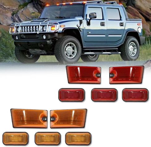 GTINTHEBOX 10pcs Smoked Lens Front Rear Cab Roof light Compatible with 2003-2009 Hummer H2, 2005-2009 Hummer H2 SUT Top Clearance Marker Front Rear Cab Roof lamp Shell in Saudi Arabia