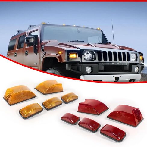 GTINTHEBOX 10pcs Smoked Lens Front Rear Cab Roof light Compatible with 2003-2009 Hummer H2, 2005-2009 Hummer H2 SUT Top Clearance Marker Front Rear Cab Roof lamp Shell in Saudi Arabia