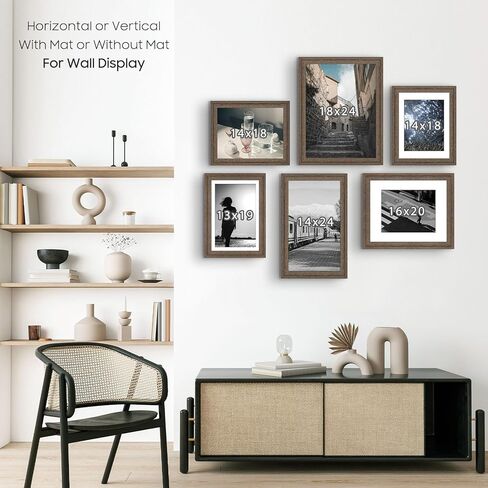 Space Art Deco، إطار ملصق خشبي مقاس 13 × 19 بني داكن - عرض صور مقاس 11 × 17 مع حصيرة أو 13 × 19 بدون حصيرة، إطار معرض حائط أفقي أو عمودي مع زجاج حقيقي للأعمال الفنية (عبوتان) in Kuwait