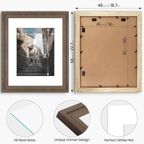 Space Art Deco، إطار ملصق خشبي مقاس 13 × 19 بني داكن - عرض صور مقاس 11 × 17 مع حصيرة أو 13 × 19 بدون حصيرة، إطار معرض حائط أفقي أو عمودي مع زجاج حقيقي للأعمال الفنية (عبوتان) in Kuwait