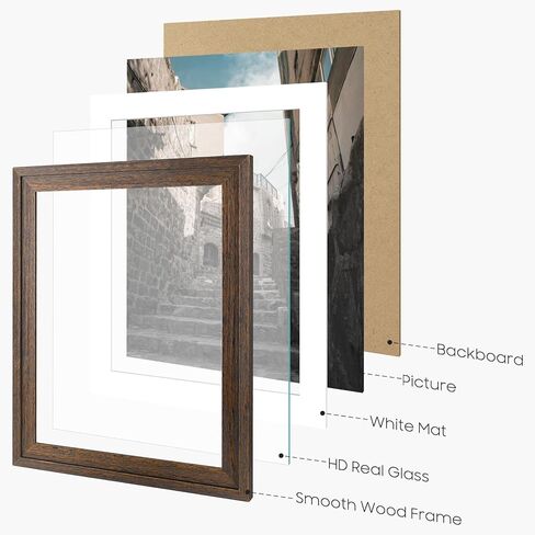 Space Art Deco، إطار ملصق خشبي مقاس 13 × 19 بني داكن - عرض صور مقاس 11 × 17 مع حصيرة أو 13 × 19 بدون حصيرة، إطار معرض حائط أفقي أو عمودي مع زجاج حقيقي للأعمال الفنية (عبوتان) in Kuwait