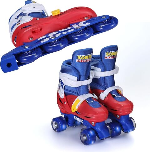 Sonic 2in1 Kids Roller Skates, Transform from Quads to Inlines Skates, Durable Hardshell Boot, LED Wheels for Quads and Inlines in Saudi Arabia