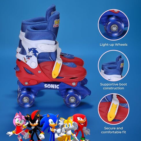 Sonic 2in1 Kids Roller Skates, Transform from Quads to Inlines Skates, Durable Hardshell Boot, LED Wheels for Quads and Inlines in Saudi Arabia