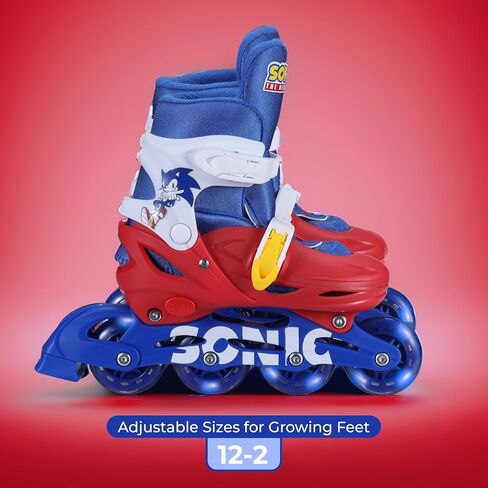 Sonic 2in1 Kids Roller Skates, Transform from Quads to Inlines Skates, Durable Hardshell Boot, LED Wheels for Quads and Inlines in Saudi Arabia