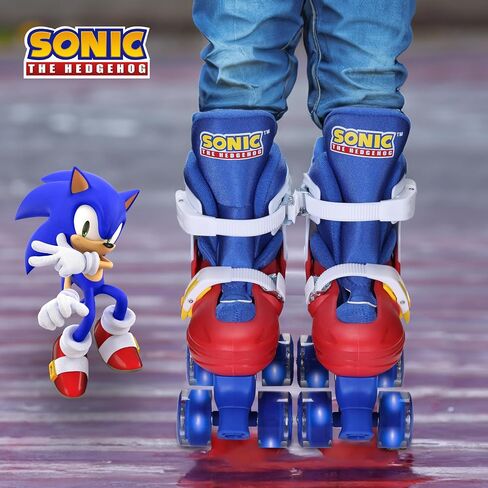 Sonic 2in1 Kids Roller Skates, Transform from Quads to Inlines Skates, Durable Hardshell Boot, LED Wheels for Quads and Inlines in Saudi Arabia