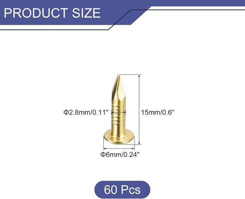 uxcell 60 Pcs Small Tiny Nails 2.8mmx10mm(DxL) Tiny Brass Nails Hardware Nails Small Nail for Wooden DIY Decorative Boxes Household Accessories, Brass Tone in Kuwait