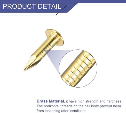 uxcell 60 Pcs Small Tiny Nails 2.8mmx10mm(DxL) Tiny Brass Nails Hardware Nails Small Nail for Wooden DIY Decorative Boxes Household Accessories, Brass Tone in Kuwait