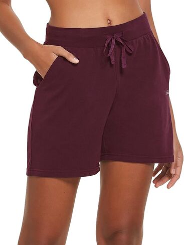 BALEAF Women's Cotton Yoga Shorts Sweat Athletic Lounge Beach Shorts Jersey Pull On with Drawstring Pockets Summer Charcoal Size XL in Saudi Arabia