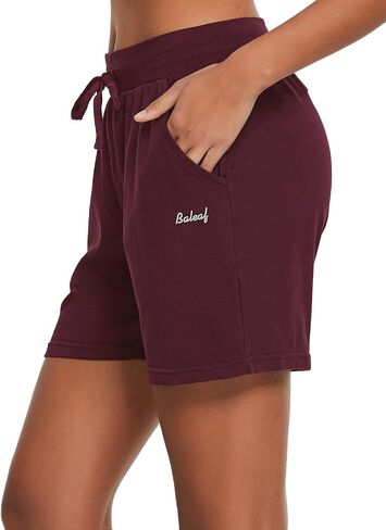 BALEAF Women's Cotton Yoga Shorts Sweat Athletic Lounge Beach Shorts Jersey Pull On with Drawstring Pockets Summer Charcoal Size XL in Saudi Arabia