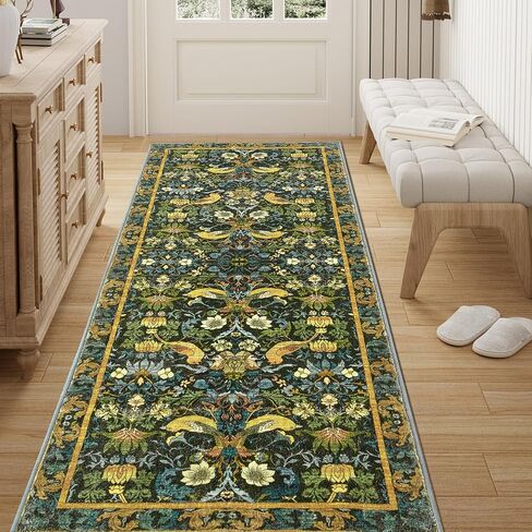 سجادة المدخل - 2'x3' سجادة بوهو ناعمة ذات كومة منخفضة وقابلة للغسل، سجاد صغير غير قابل للانزلاق داخلي للباب الأمامي ومدخل المطبخ والحمام، سجادة عتيقة مقاومة للبقع (كاكي، 2x3 قدم) in Kuwait