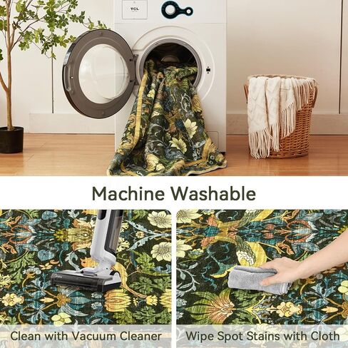 سجادة المدخل - 2'x3' سجادة بوهو ناعمة ذات كومة منخفضة وقابلة للغسل، سجاد صغير غير قابل للانزلاق داخلي للباب الأمامي ومدخل المطبخ والحمام، سجادة عتيقة مقاومة للبقع (كاكي، 2x3 قدم) in Kuwait