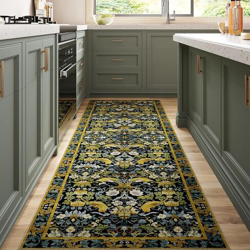 سجادة المدخل - 2'x3' سجادة بوهو ناعمة ذات كومة منخفضة وقابلة للغسل، سجاد صغير غير قابل للانزلاق داخلي للباب الأمامي ومدخل المطبخ والحمام، سجادة عتيقة مقاومة للبقع (كاكي، 2x3 قدم) in Kuwait