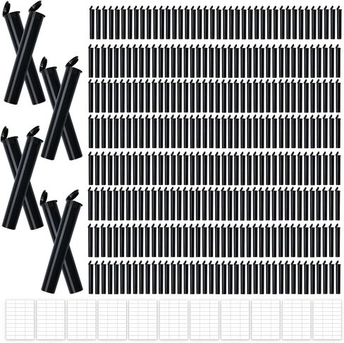 320 Pcs 116mm Clear Plastic Tubes with 11 Sheet Labels Bulk Plastic Tube Sealing Waterproof Airtight Container Smell Proof Containers Pill Vial Empty Holders with Lids in Kuwait